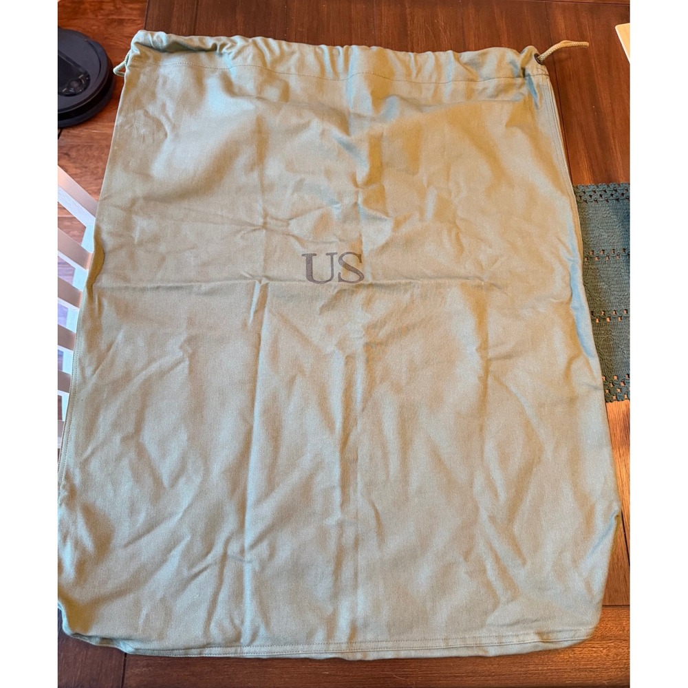 US Military Surplus Laundry Bag Olive Drab Green Canvas Drawstring Barracks Bag